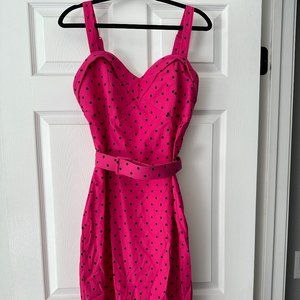 Vixen by Michelle Pitt MANEATER WIGGLE DRESS IN HOT PINK POLKA DOT - size XL